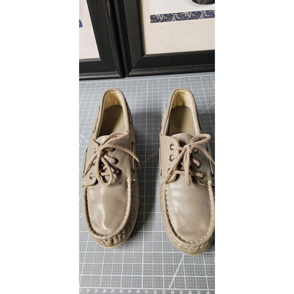 SAS‎ SIESTA Taupe LACE UP SOFT SPOT WOMEN'S LEATHER LOAFER Sz 7W